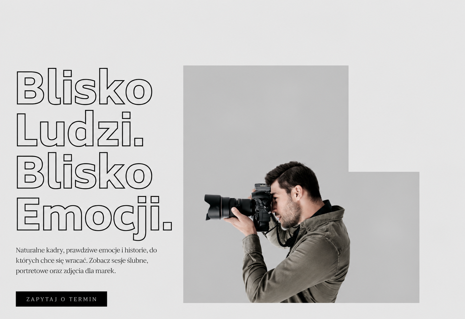 Podgląd przykładowej strony internetowej dla fotografa